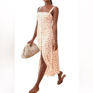 Reformation White Dress with Red Floral Print - Sleeveless, size 2 (small)